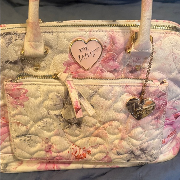 Betsey Johnson Pink and Gray Floral Bag - Picture 3 of 11